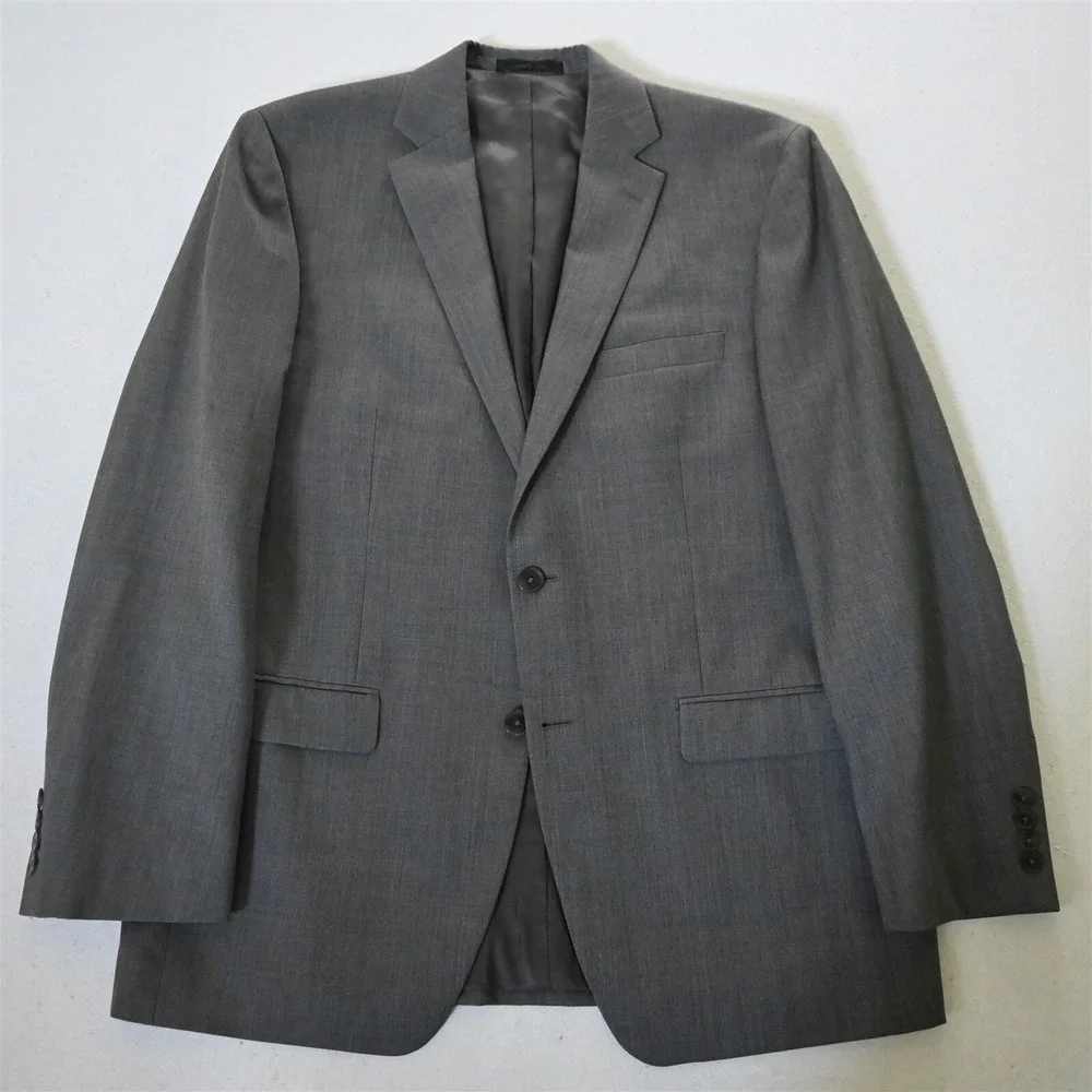 Calvin Klein 40R Gray 100% Wool Mens Blazer Suit Jacket Sport Coat